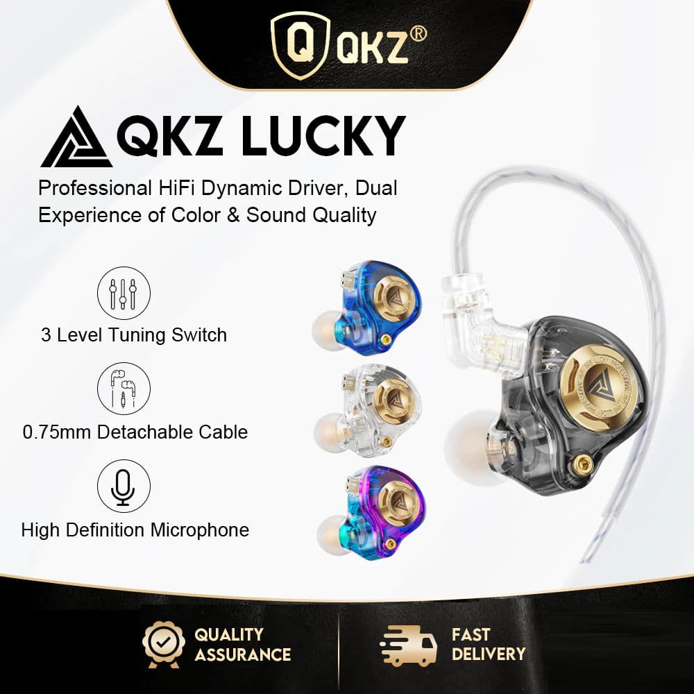 QKZ AK6 Fones de Ouvido Intra-Auriculares Dinâmicos HiFi Estéreo Fones com Microfone, Som de Alta Definição, Fones de