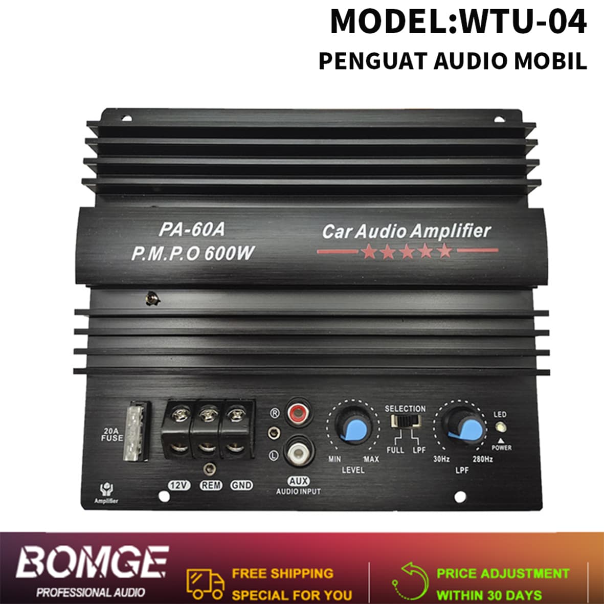 Placa Amplificadora De Subwoofer De Carro De Alta Potência De 600 W Com Construção De Alumínio , Chip Superior E Qualida