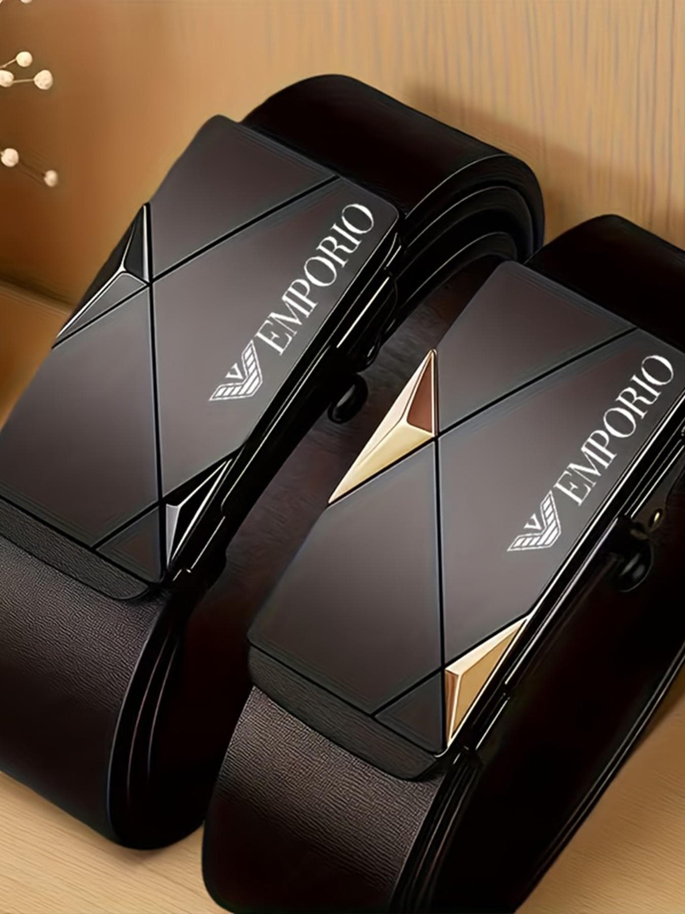 Cinto Automático Masculino Com Fivela De Catraca , Pulseira De Couro Durável Ajuste De Uma Mão , Acessório De Moda Casua
