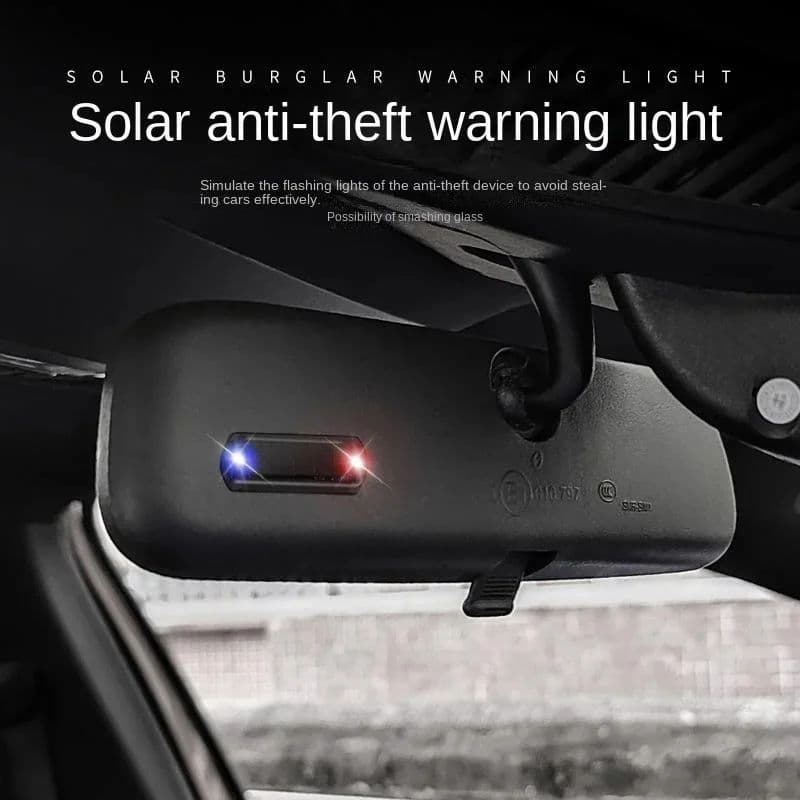 Luz de Segurança Solar para Carro com LED Piscante, Alarme Fictício para Proteção Veicular