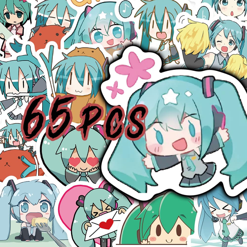 Adesivos Hatsune Miku Emoji , 65 Unidades De Fofos , Adesivo Escolar Estético À Prova D'água Para Mesa De Capacete