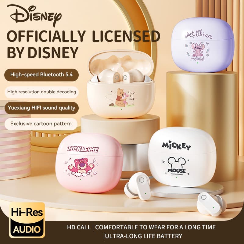 Fone de Ouvido Disney Q1 Sem Fio Bluetooth TWS Fones Intra-Auriculares Mickey Mouse Microfone Fone de Ouvido Fofo Mini