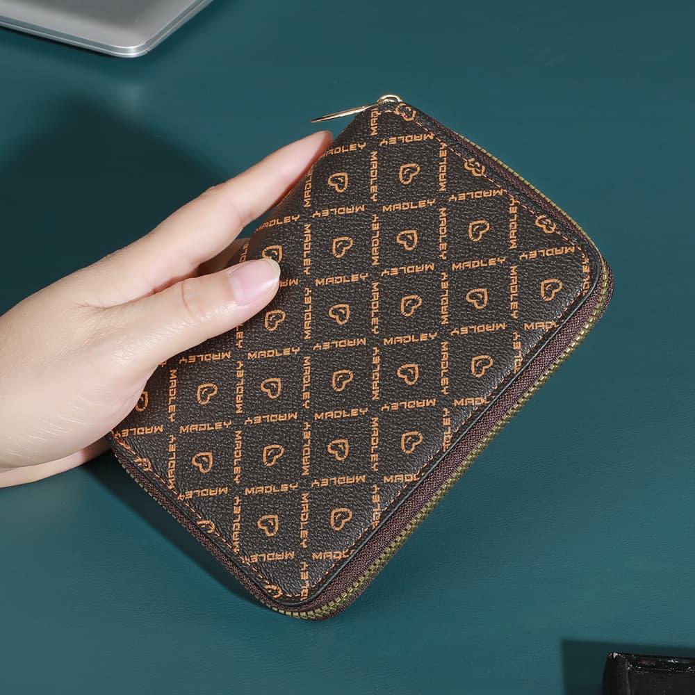 Carteira feminina nova com proteção RFID, bolsa porta-cartões com zíper, longa, para passaporte, multifuncional, para