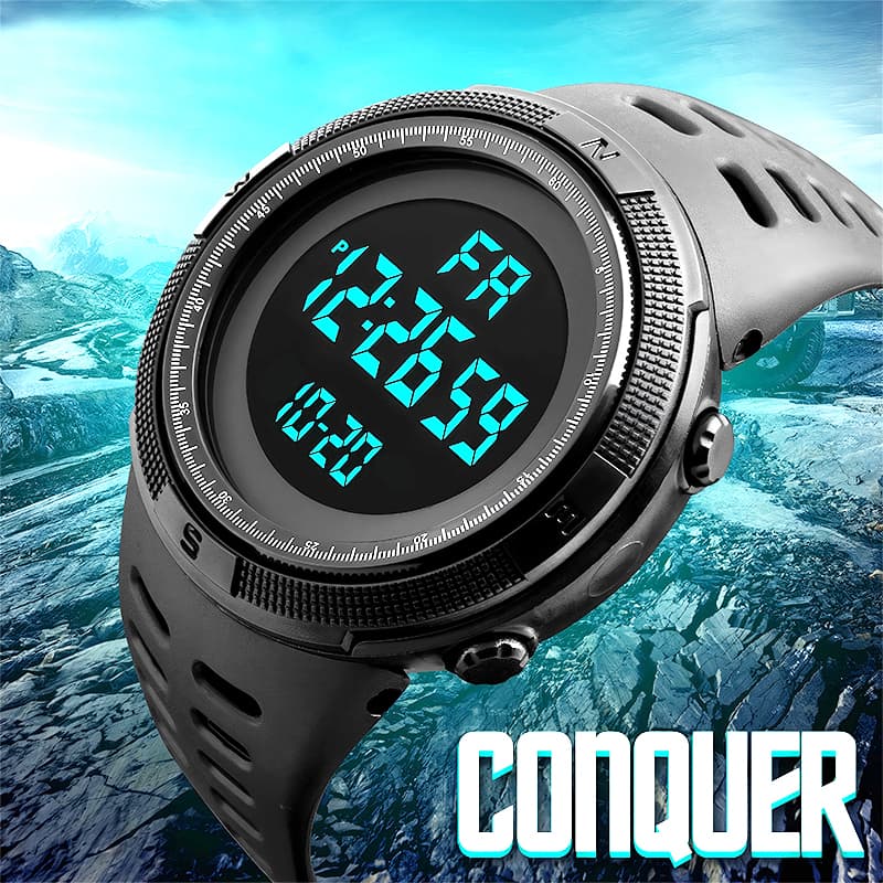 Relógio Eletrônico Esportivo Masculino LED Display Digital Com Cronômetro De Pulso Casual Durável Para Homens