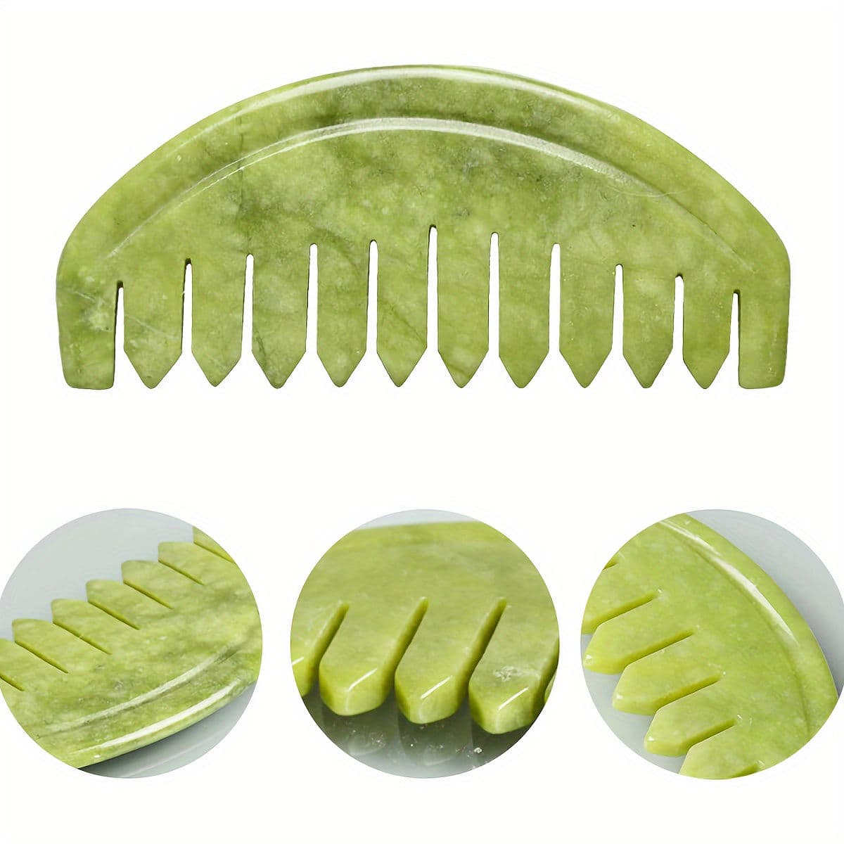 Pente Massageador De Cabeça De Jade Natural , Ferramenta De Relaxamento Para Cuidados Com O Couro Cabeludo Mulheres E Ho