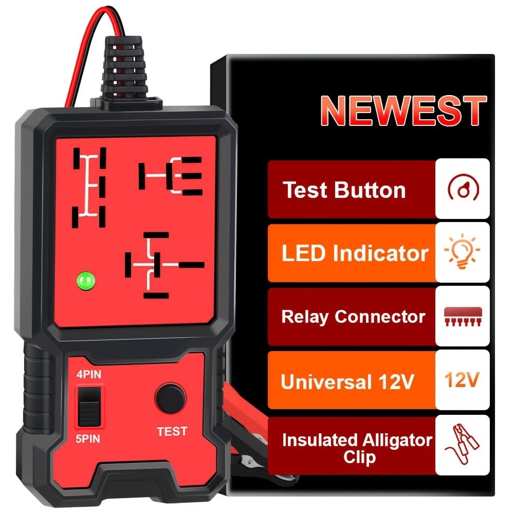 Testador Universal de Bateria Automotiva 12V com Indicador LED e Teste de Relé Eletrônico Automotivo, Design sem Bateria