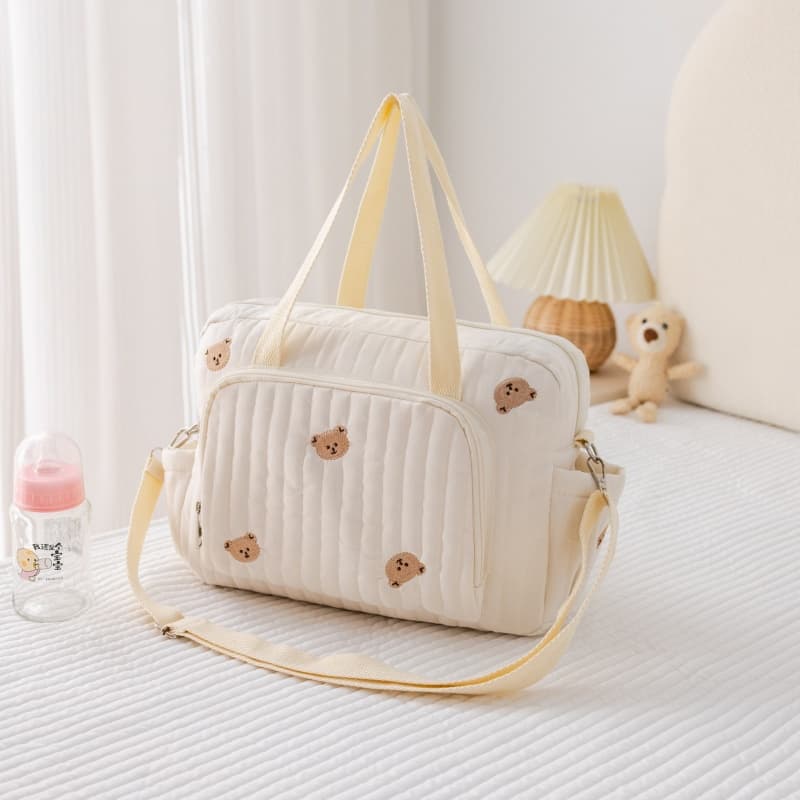 Mochila de Pelúcia Bege Chic: Bolsa Compacta e Portátil para Carregar Bebê, Bolsa-Tiracolo de Fraldas para Mamãe