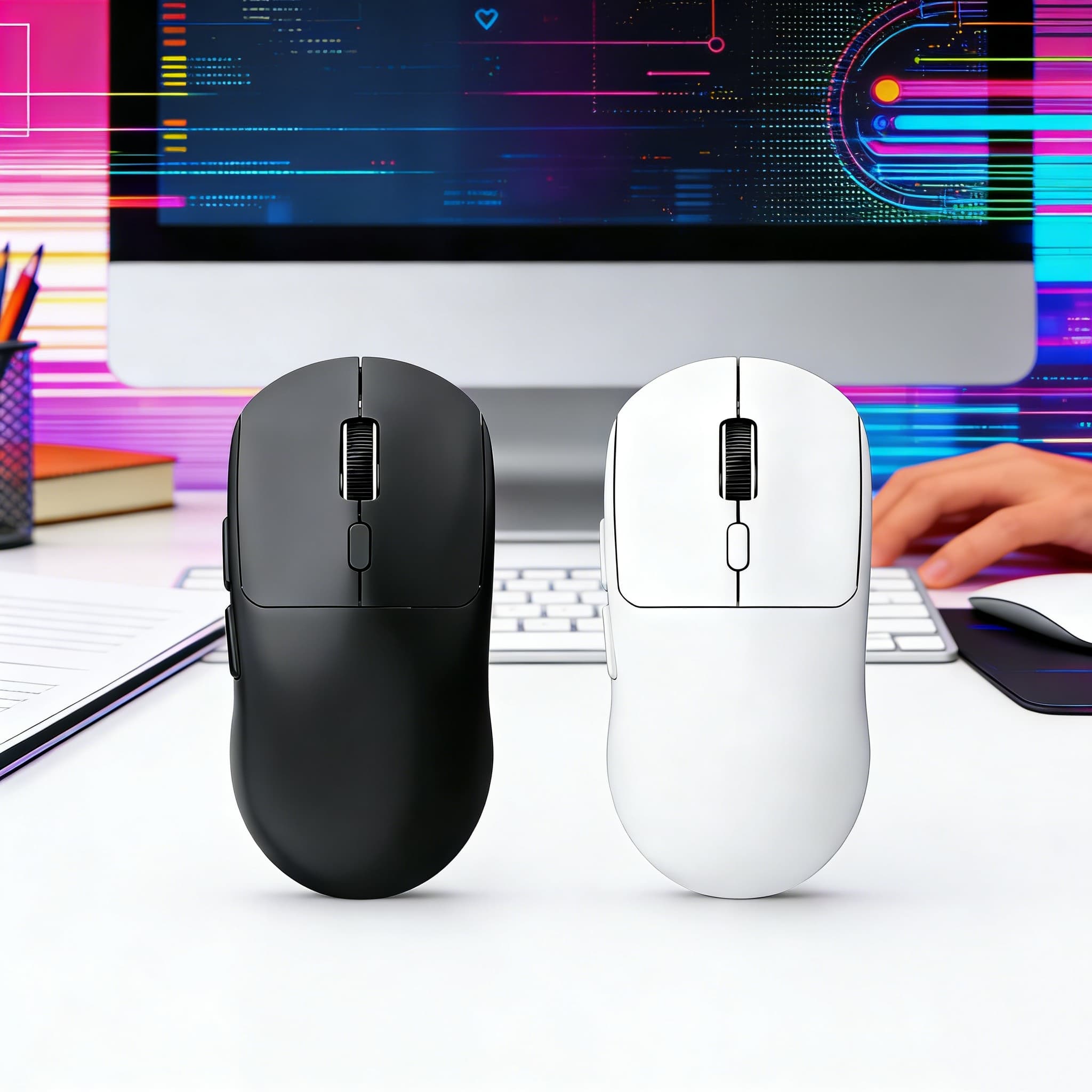 Mouse Gamer Sem Fio Silencioso Recarregável, Modos Duplos 2.4G Bluetooth, Mouse Ergonômico para Computador, Bateria de