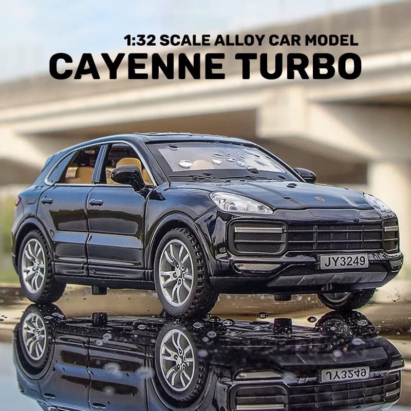 1 : 32 Balança Porsche Cayenne Turbo Alloy Car Modelo Diecast Carro Som Leve Coleção Amantes De Carros Kids Aniversário Gift Metal Boys Toys