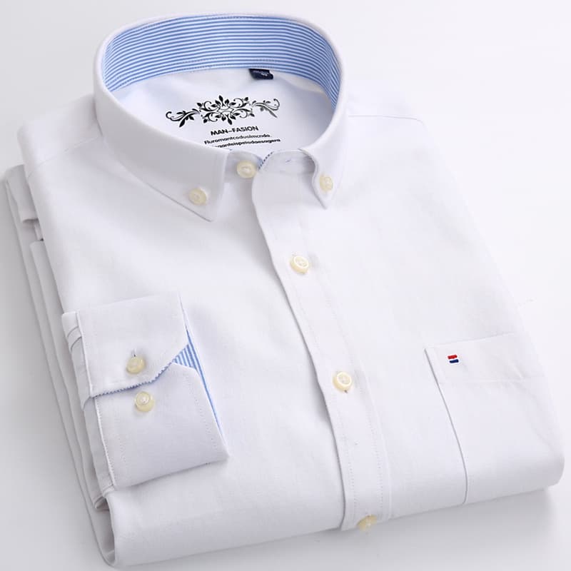 Casual Manga Longa Oxford Camisa De Homem Social Slim Fit Social Masculina Camisas