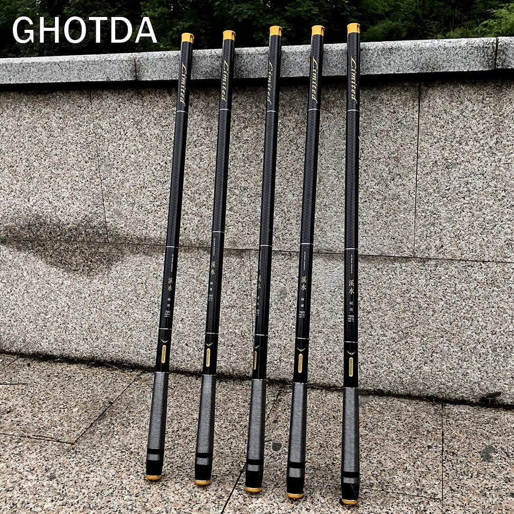 3.6m/4.5m/5.4m/6.3m/7.2m Vara De Pesca Telescópica Em Fibra De Carbono Para Carpa