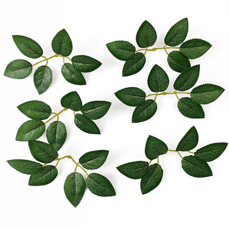 10pcs Planta Artificial De Flores De Folha De Rosa Verde Deixa Artesanato Decorações Falsas Adequada Para Decoração De Festa De Casamento Em Mesa Doméstica