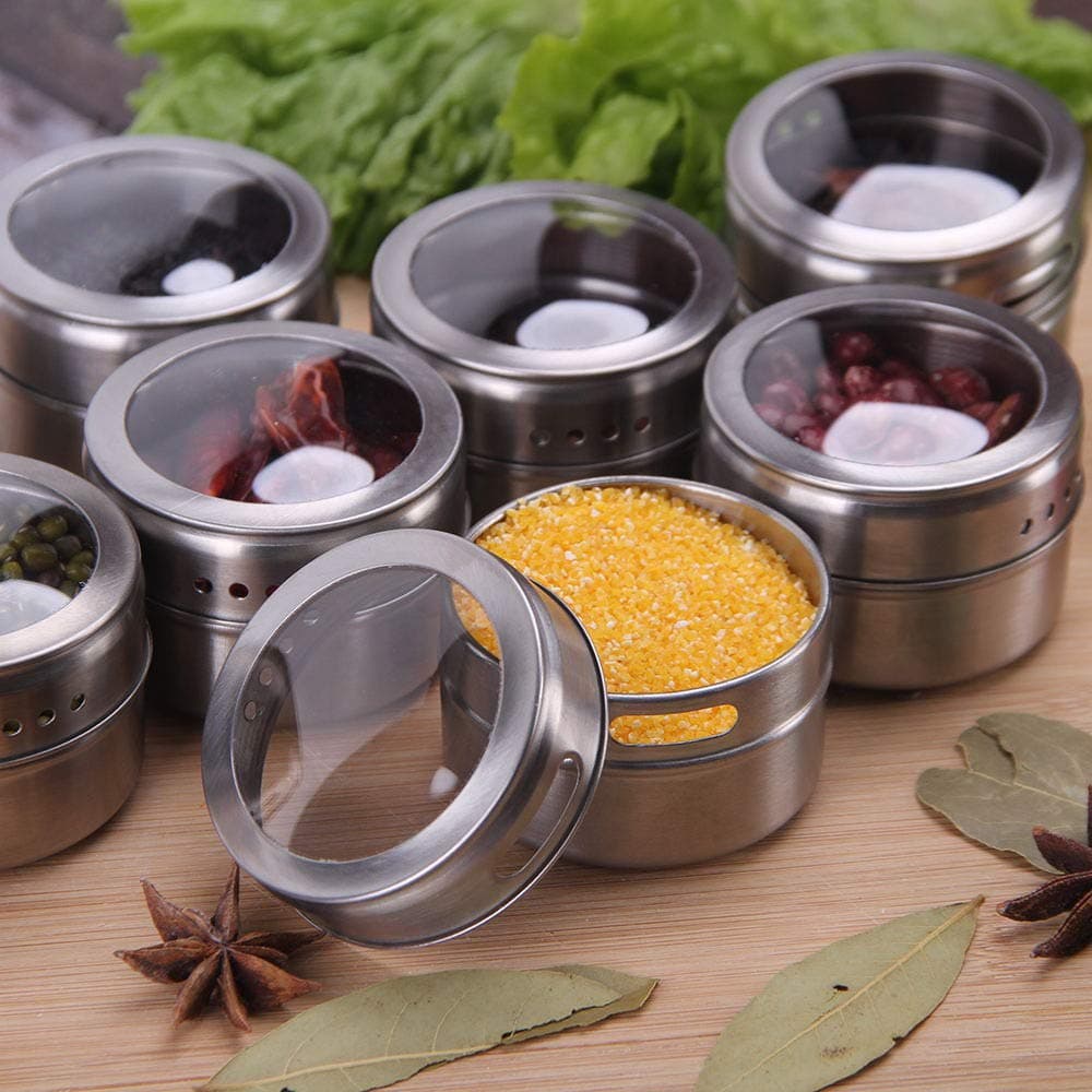 Kit 4 Porta Condimento Tempero Inox Magnetico Ima Geladeira