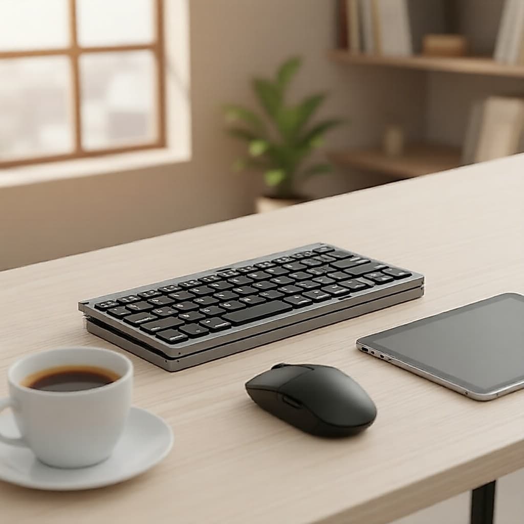 Teclado Bluetooth Dobrável JOMAA com Teclado Numérico, Compacto e Sem Fio para Múltiplos Dispositivos