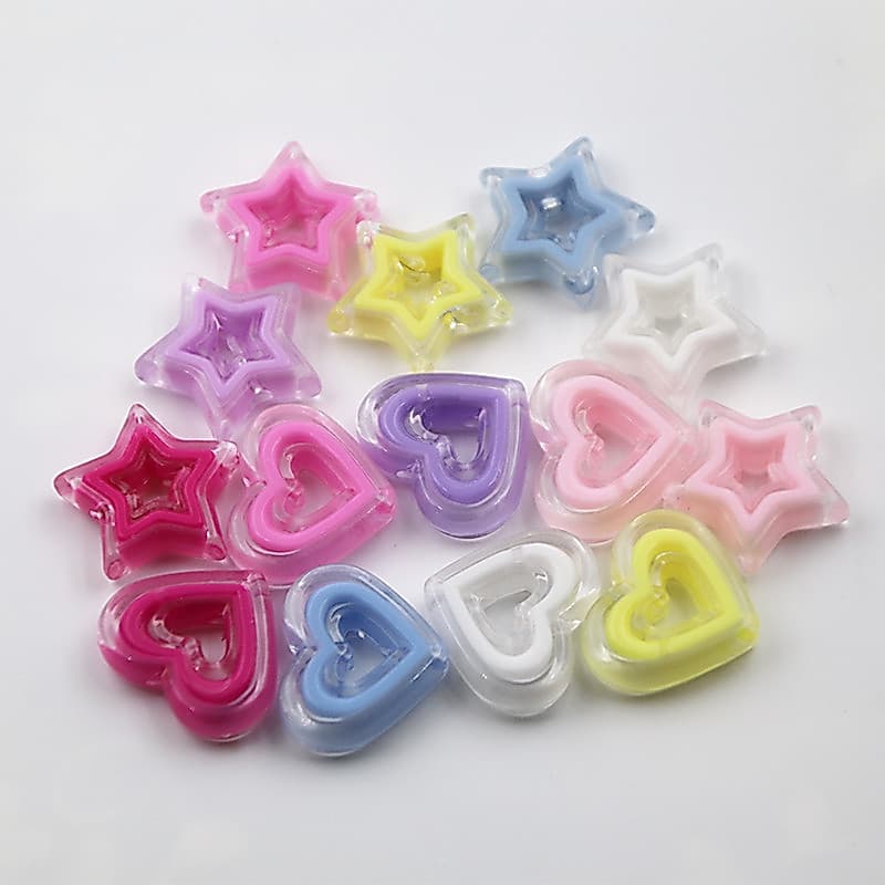 Cor oco coração estrela contas DIY contas artesanais corrente do telefone móvel colar jóias acessórios acrílico contas s