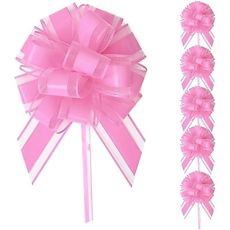 6 laços de 6 polegadas para embrulho de presentes, laços rosa para presentes, laços de fita para cestas de presente de a