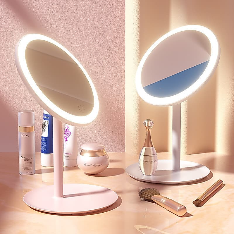 Espelho de maquiagem LED influenciador com luz espelho de maquiagem inteligente de mesa espelho de luz de preenc