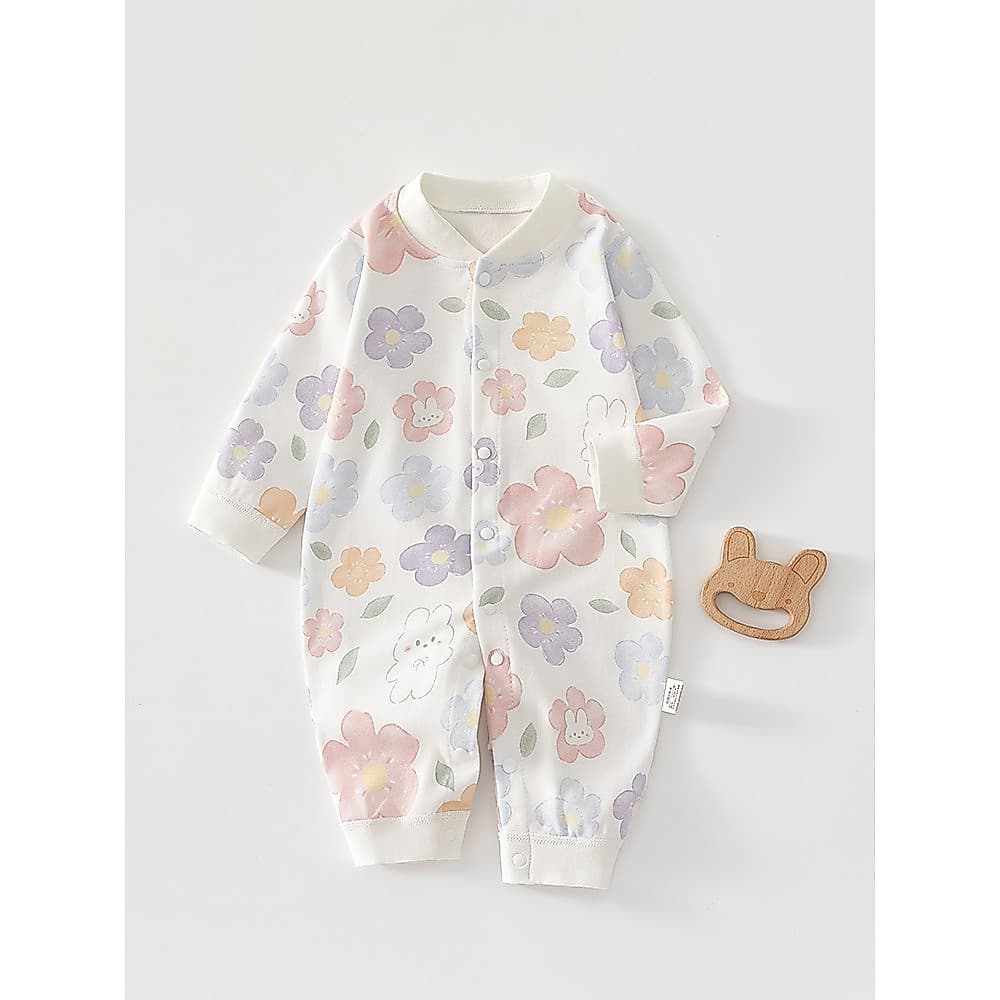 Bebê recém-nascido macacão de algodão puro bebê primavera outono pijamas de manga comprida Bottoming Loungewear macacão