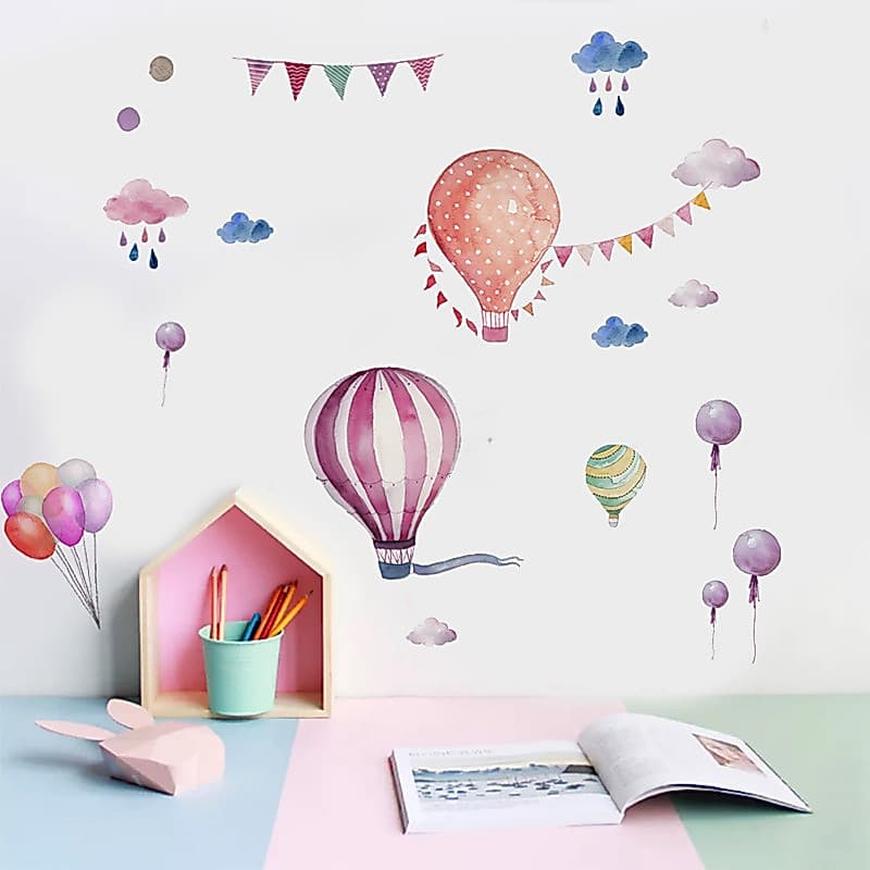 Decoração do quarto das crianças INS criativo bonito dos desenhos animados aquarela balão de ar quente auto-adesivo ades