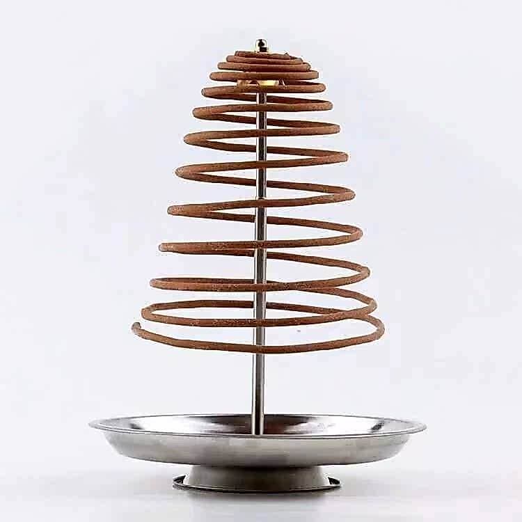 Bobina de aço inoxidável retrátil Rack de incenso sândalo bobina de incenso titular queimador de incenso torre incenso i