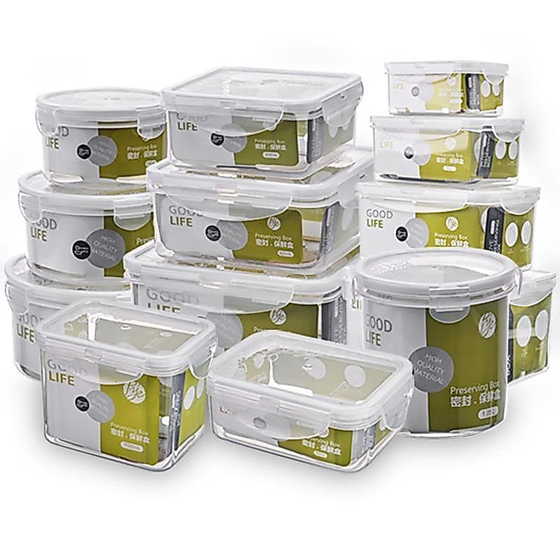 Caixa selada transparente de plástico de qualidade alimentar, caixa selada com tampa, grande capacidade, micro-ondas, aq