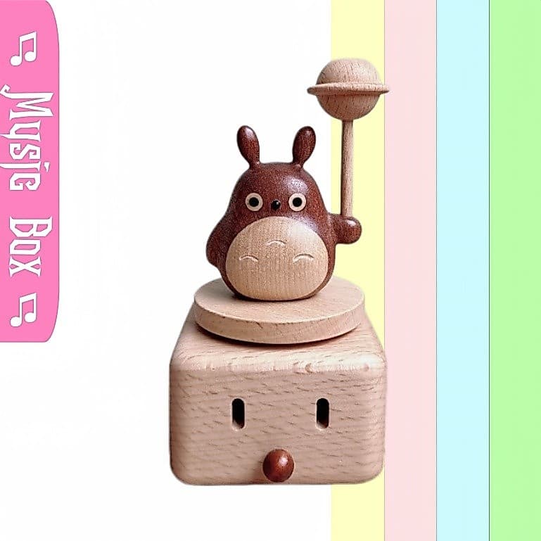 Mini desenho animado meu vizinho Totoro caixa de música de madeira caixa de música de madeira maciça presente criativo d