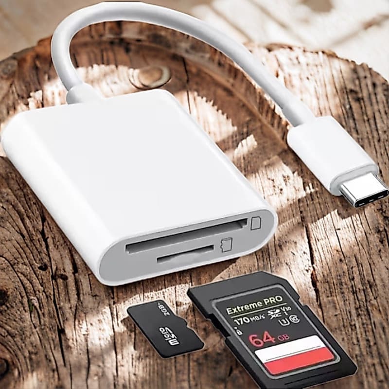 Leitor de cartão 2 em 1 Tipo-C OTG, leitor de cartões USB para SD/TF, compatível com iPad, tablet e USB-C para cartões