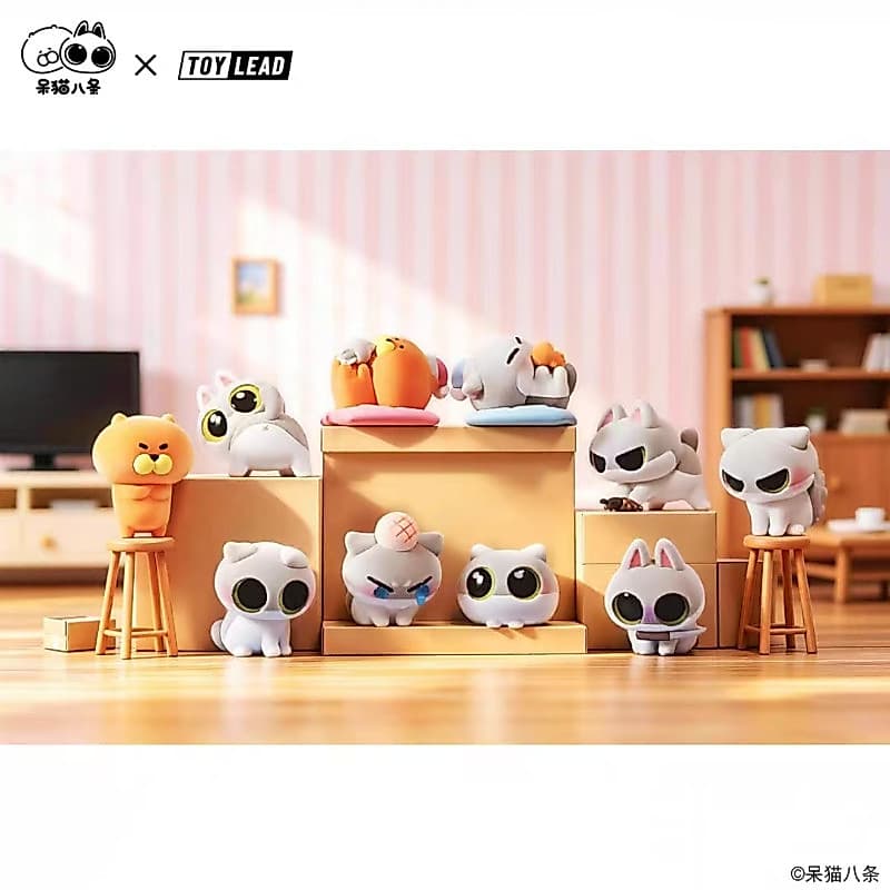 Figura Autêntica Flocada das Oito Figuras Clássicas de Gatos Emoji - Bonecos de Gato Pequenos, Divertidos e Fofos - Deco