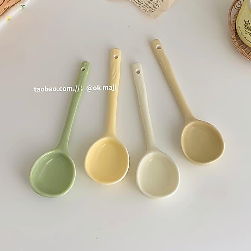Ok maji Coreano ins Estilo Mão-Pinched Irregular Colher Doméstica Colher de Sobremesa Talheres de Cerâmica Comer Beber C