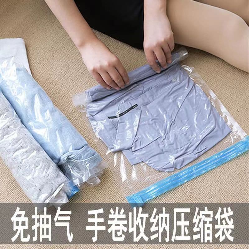 Air-Free Hand Roll Bag Compressão Saco De Armazenagem Transparente De Curta Distância De Viagem De Negócios Roupas Portáteis Espessadas A Vácuo