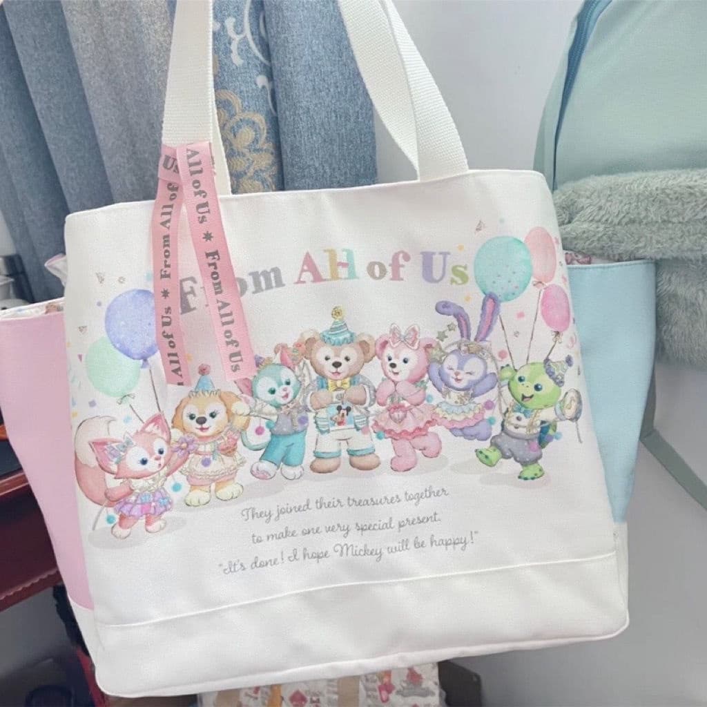 2023 Spring Duffy Bear Shirley Rose 7 Treasure Party Series Cartoon Cute Saco de lona de um ombro de grande capacidade