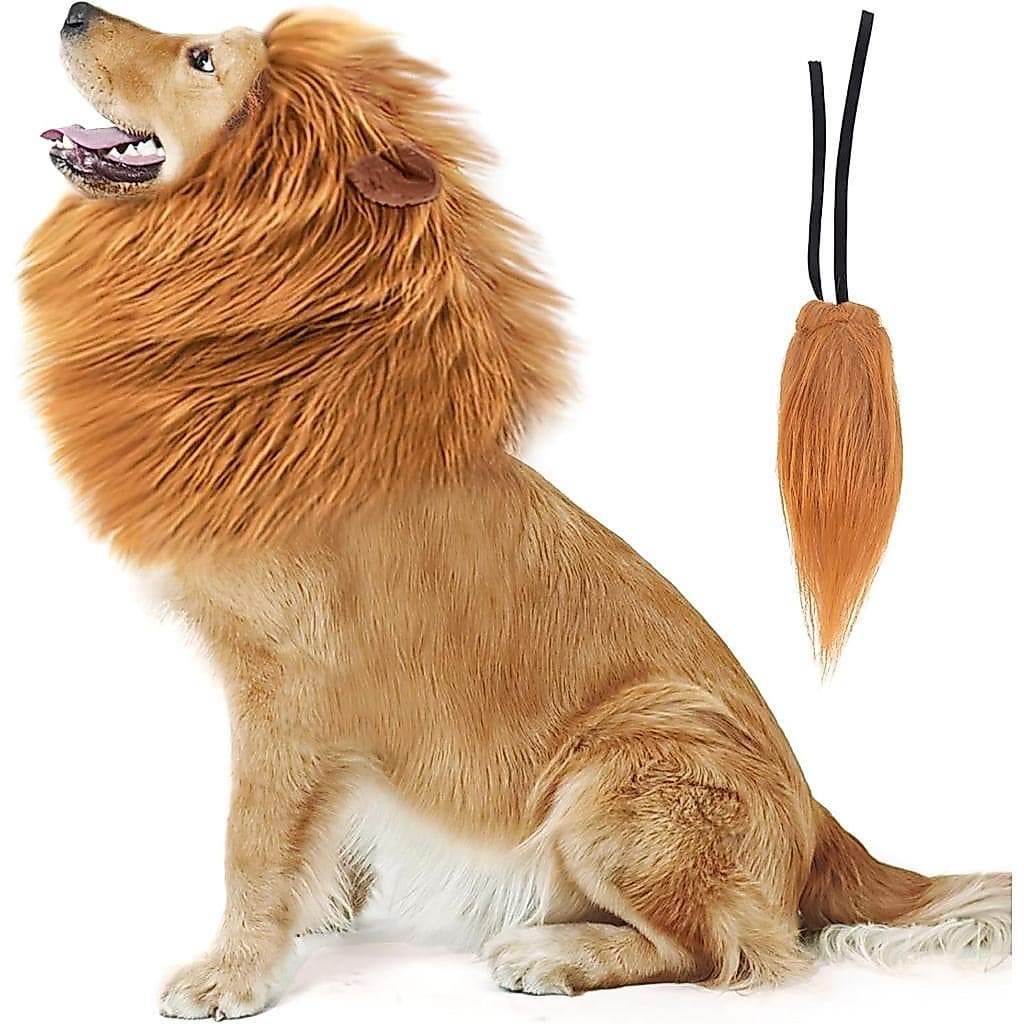 Crina de Leão para Fantasia de Cão, Peruca de Leão Realista e Engraçada para Cães de Médio a Grande Porte, Crina de Fant
