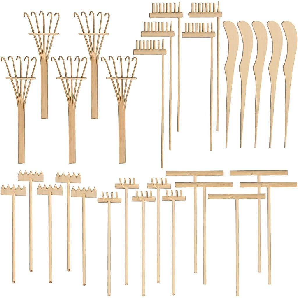 GNIEMCKIN 30 Peças de Ferramentas DIY para Jardim Zen de Areia, Conjuntos de Mini Rastelos para Jardim Zen para Serenida