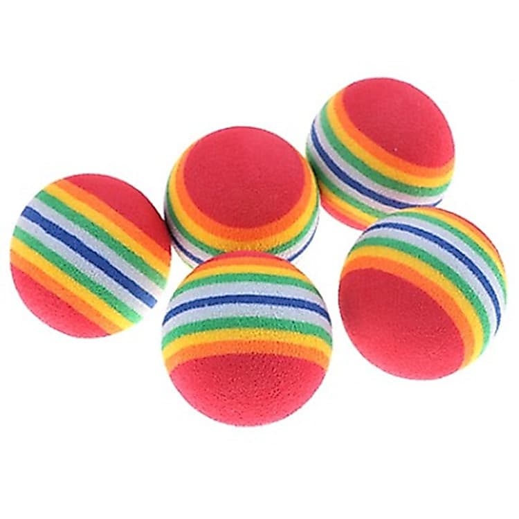 Gato auto-feliz brinquedo EVA tamanho pequeno 35MM arco-íris bola de brinquedo de gato colorido elástico silencioso bola