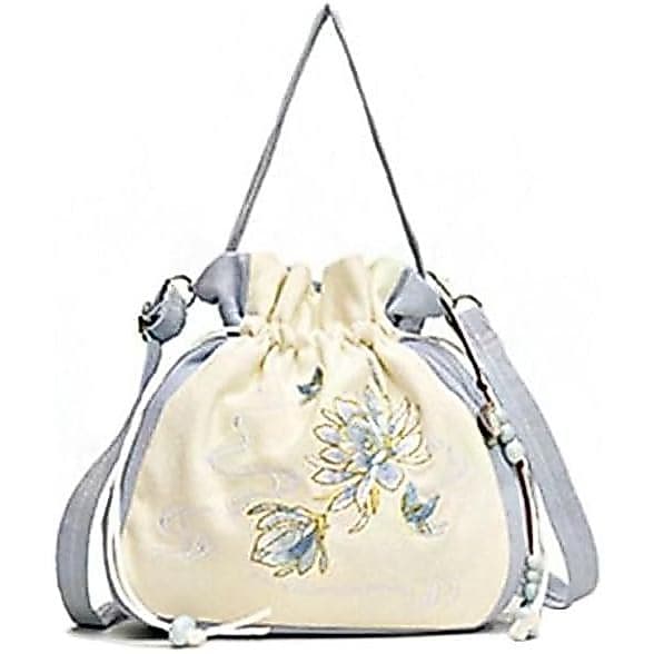 Bolsa bordada estilo chinês, bolsa de mão feminina, bolsa pequena de pulso, bolsa com cordão floral, bolsa transversal c