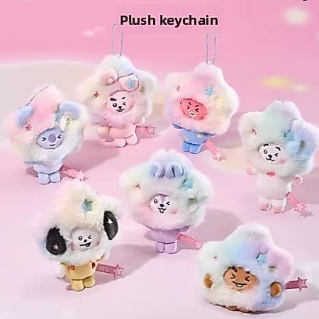 BTS BT21 Galaxy Tie Dye Plush Doll Keychain- Brinquedo Educativo para Crianças, Presente para Estudantes, Acessório Colo