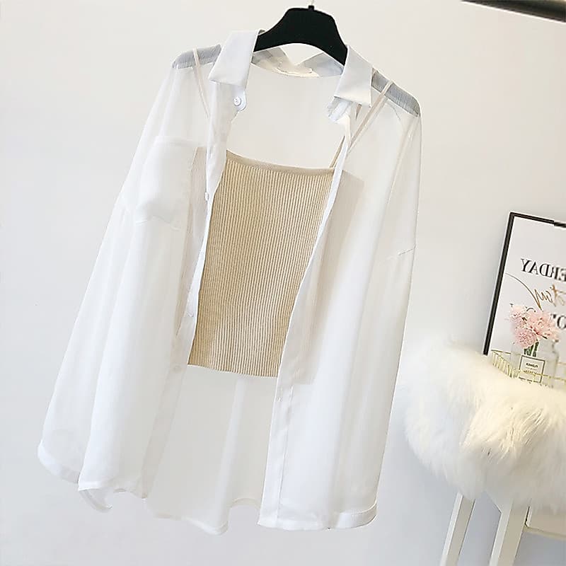 Protetor solar de seda gelo roupas femininas de manga comprida Super fada Chiffon pequeno xale respirável ar condicionad