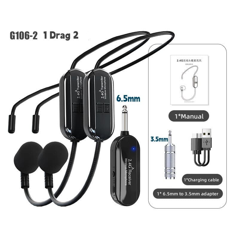 2.4G Head-Mounted Wireless Lavalier Microphone Headset for Voice Amplifier Speaker Teacher Teaching Lapel Microphones