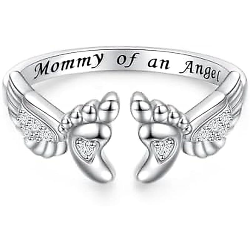 YinShan Anel Ajustável Para Mamãe De Um Anjo , Prata Esterlina 925 , Perda De Asa De Filho/Filha , Joias De Incorretorno