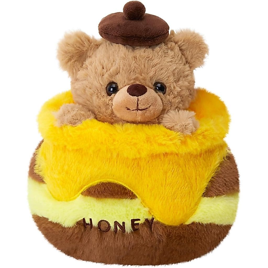 Urso de Pelúcia com Pote de Mel, Brinquedo de Pelúcia Amarelo e Marrom - Presente de Aniversário, Urso de Pelúcia Fofo p