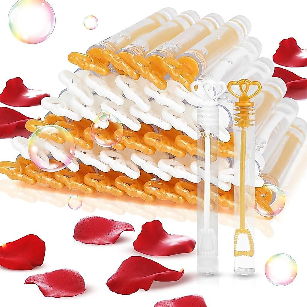 DERAYEE 40PCS Varinhas de Bolhas para Casamento em Lote, Mini Bolhas em Forma de Coração para Festas, Varinhas de Bolhas