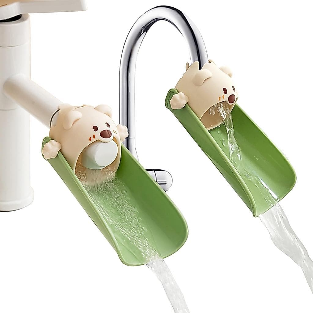 Conjunto de 2 Extensor de Torneira Bege para Bebês e Crianças, Adaptador de Pia em Silicone Seguro para Crianças com Ale
