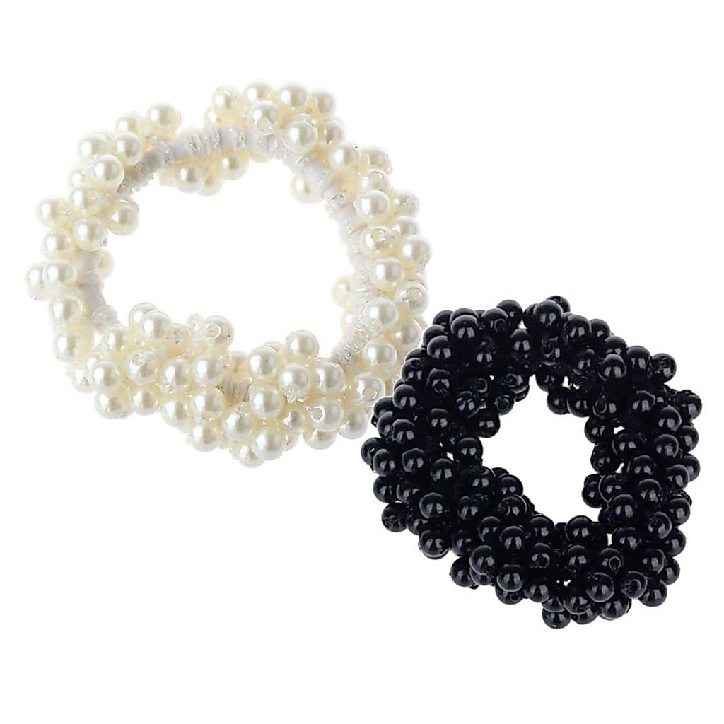 AKOAK Faixa de Cabelo com Pérolas para Mulheres e Meninas, Elástico para Cabelo, Prendedor de Rabo de Cavalo, Pacote com
