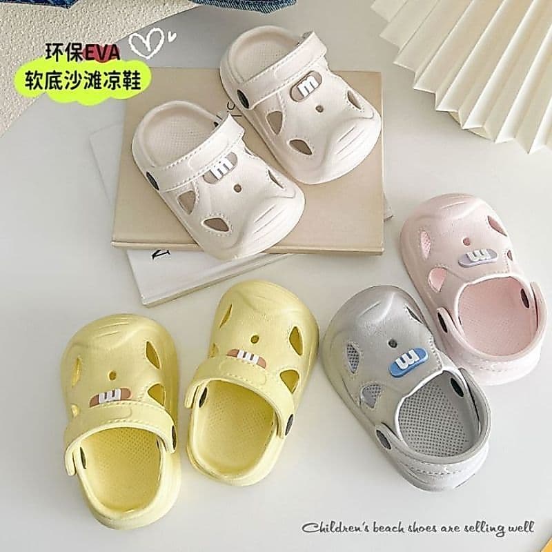EVA bebê Toe-coberto chinelos meninos meninas sandálias verão antiderrapante infantil banho interior sapatos de buraco d