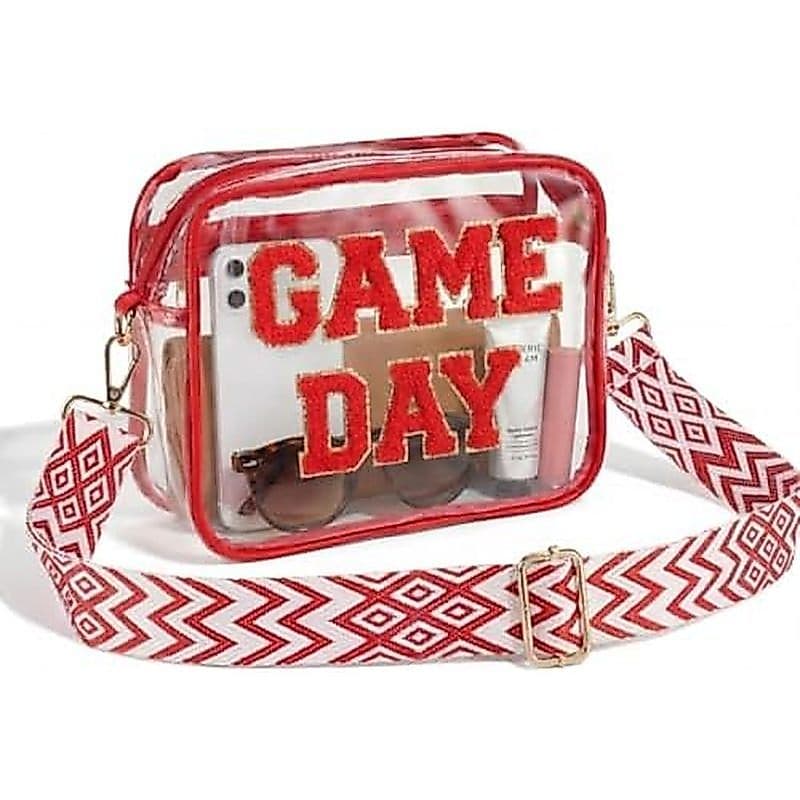 Bolsa Transparente Para Eventos De Estádio-Pequena Crossbody 9x7x2.5 Mulheres , Fofa O Dia Do Jogo Fãs De Futebol