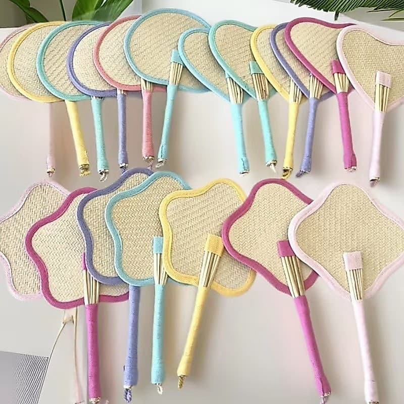 Verão palha de trigo diy ventilador do plutônio bonito dopamina fã estilo menina foto adereços atacado