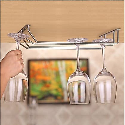 Bar rack de vidro de vinho pendurado rack de vinho conjunto de titular jarro de vinho tinto de cabeça para b
