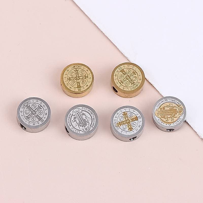 [JBTH] 5 Unidades De Aço Inoxidável 8 Mm Cruz Contas Soltas Espaçadoras Em Massa Para Pulseira Nelace Fazendo Acessórios