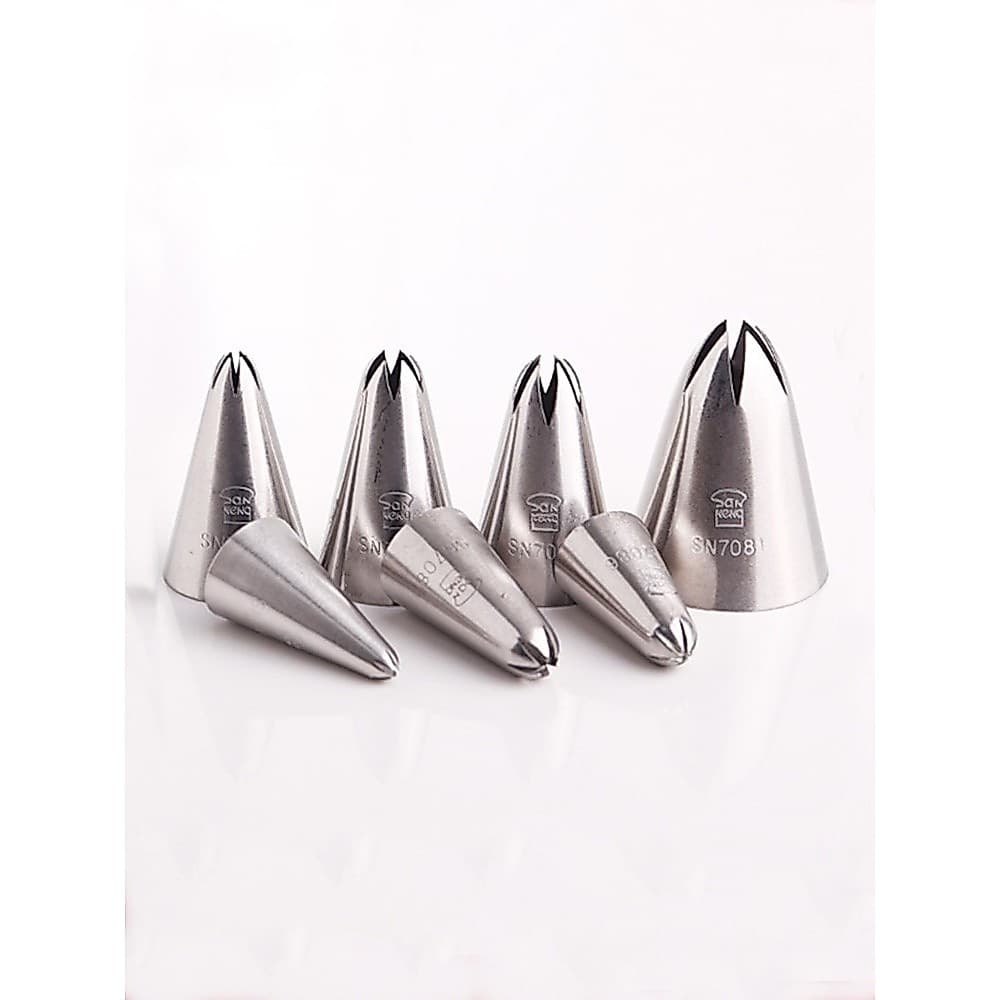 Sanneng Wunuo SN7081 Bico de decoração de rosa para biscoitos Bico espremedor de creme de 6 dentes SN7082 SN7083 7084