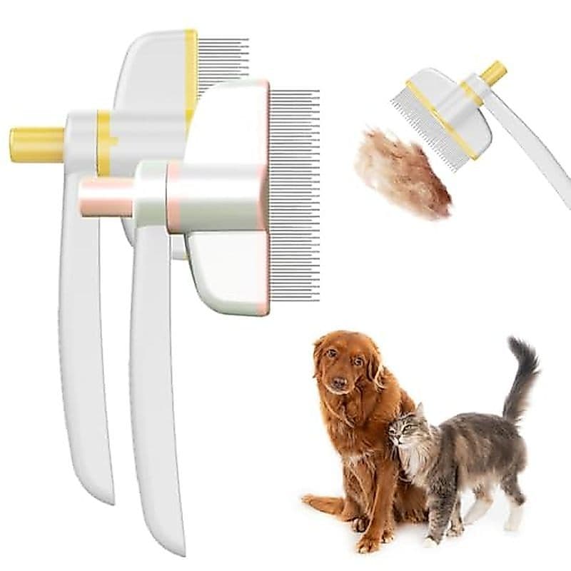 Pente Para Remoção De Pelos De Animais De Estimação , Pentes Multifuncionais Gatos Cães Com Botão De Liberação , Escova